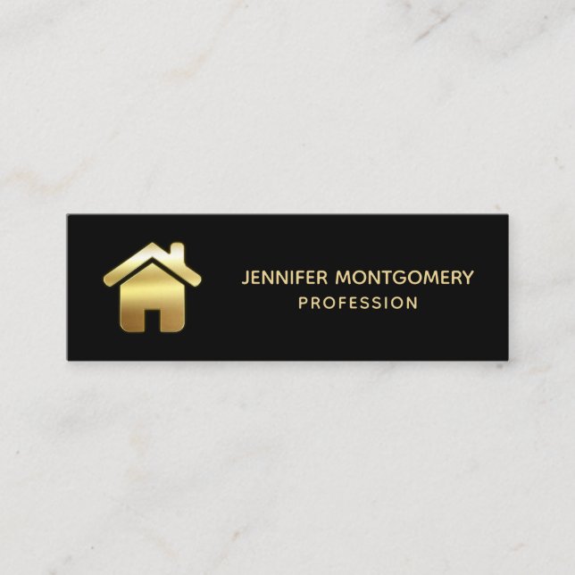 Elegant Guld House Symbol Real Gods Design Mini Visitkort (Framsida)