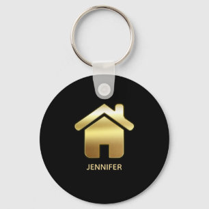 Elegant Guld House Symbol Real Gods Design Nyckelring