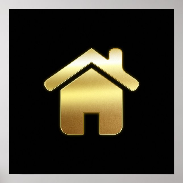 Elegant Guld House Symbol Real Gods Design Poster (Framsidan)