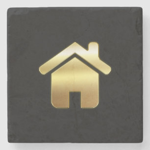Elegant Guld House Symbol Real Gods Design Stenunderlägg