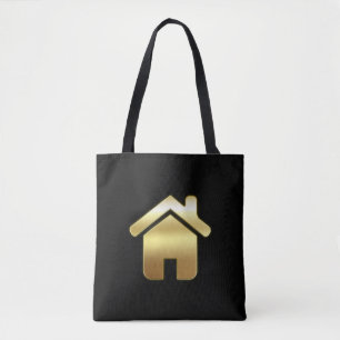 Elegant Guld House Symbol Real Gods Design Tygkasse