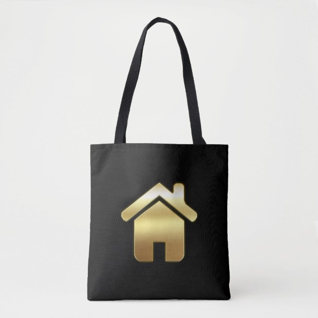Elegant Guld House Symbol Real Gods Design Tygkasse (Framsida)