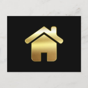 Elegant Guld House Symbol Real Gods Design Vykort