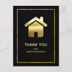 Elegant Guld House Symbol Real Gods Tack Vykort