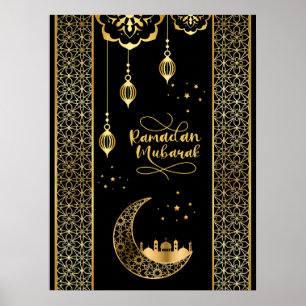 Elegant Guld Islamiska Mönster Ramadan Mubarak Poster