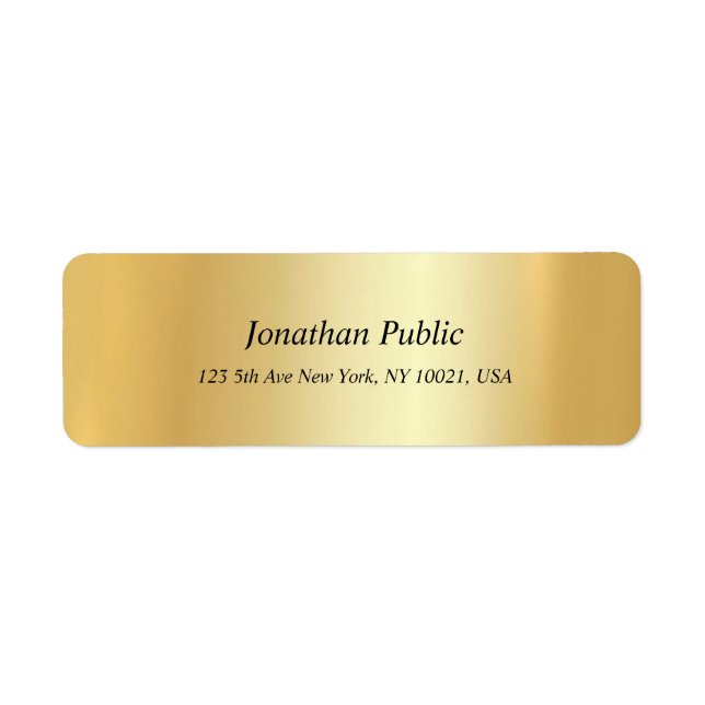 Elegant Guld Italic-Returadressen Minimalistisk te Returadress Etikett (Framsidan)