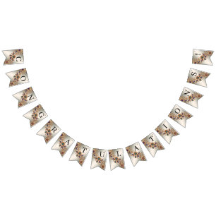 Elegant Guld Jewel Flowers Bunting Flagga