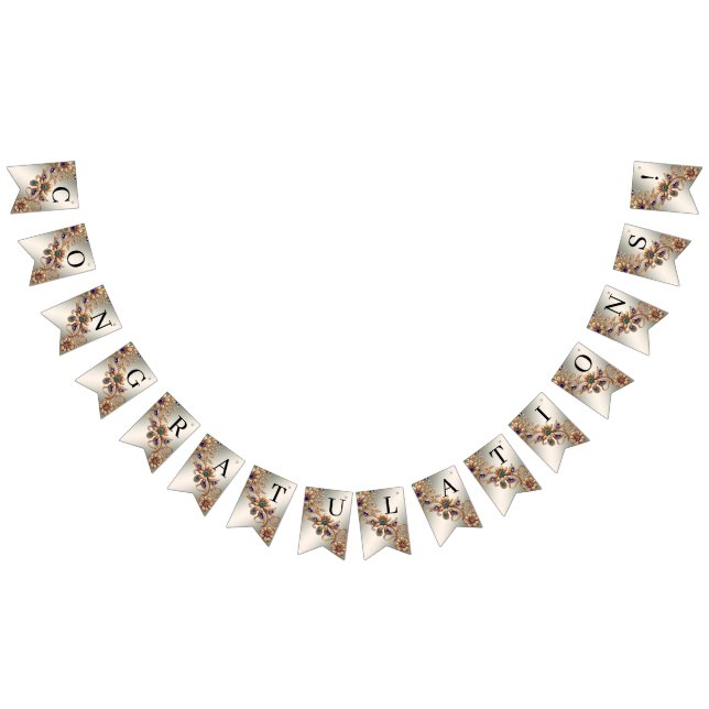 Elegant Guld Jewel Flowers Bunting Flagga (Alla)