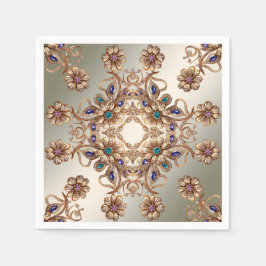 Elegant Guld Jewel Flowers Napkins Pappersservett