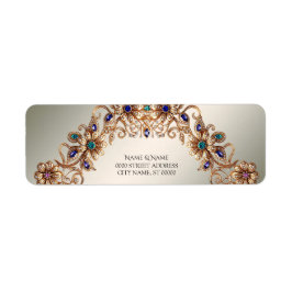 Elegant Guld Jewel Flowers Retur Adressetikett Returadress Etikett