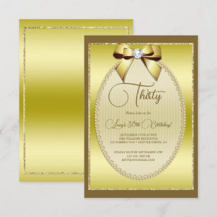 Elegant Guld judelev Bow Birthday Inbjudningar