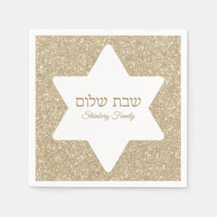 Elegant Guld judisk shabbat Shalom Pappersservett