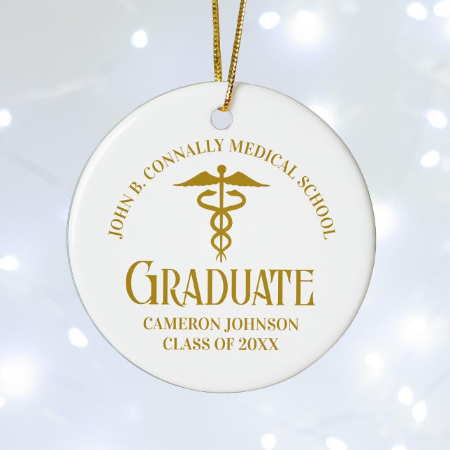 Elegant guld jul för medicinska fakulteten julgransprydnad keramik (Skapare uppladdad)