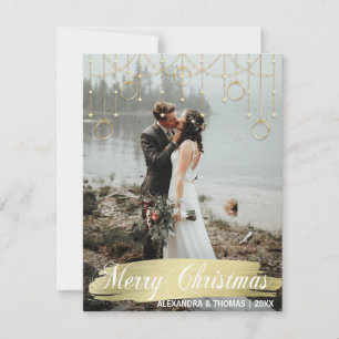 Elegant Guld jul, första gift, engagerad PHOTO Julkort