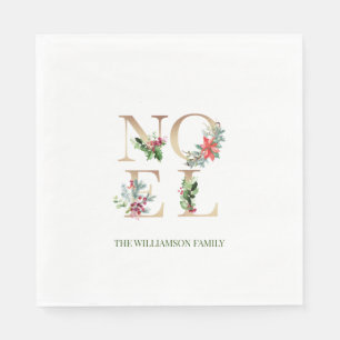 Elegant Guld jul Noel Greenery Blommigt Pappersservett