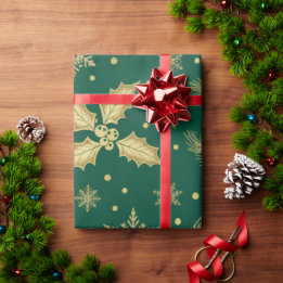 Elegant guld jul sömlös mönster – Lyx H Presentpapper