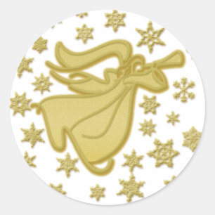 Elegant guld julängel hälsning önskemål runt klistermärke