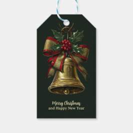 Elegant Guld julband med Festive Bow Holly Presentetikett