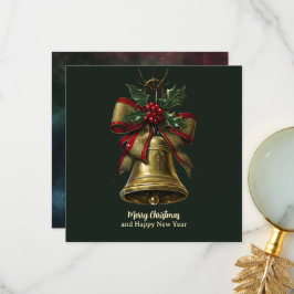 Elegant Guld julband med Festive Bow Holly Tack Kort