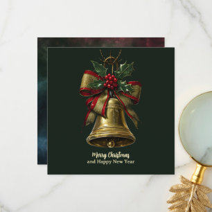 Elegant Guld julband med Festive Bow Holly Tack Kort