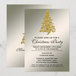 Elegant Guld Julgran Corporate Party Inbjudningar