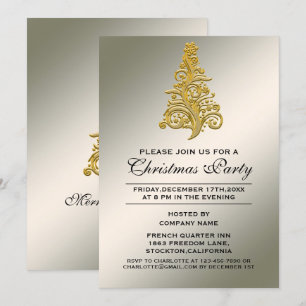 Elegant Guld Julgran Corporate Party Inbjudningar