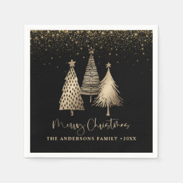 Elegant Guld Julgran Glitter Snö Pappersservett