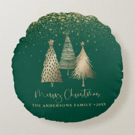 Elegant Guld Julgran Glitter Snö Rund Kudde