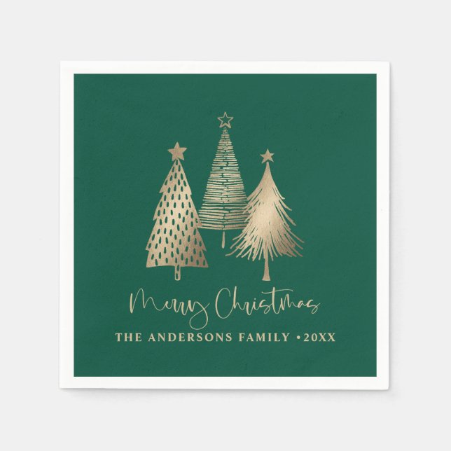 Elegant Guld Julgran God jul Pappersservett (Framsidan)