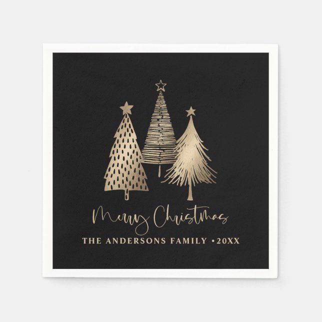 Elegant Guld Julgran God jul Pappersservett (Framsidan)