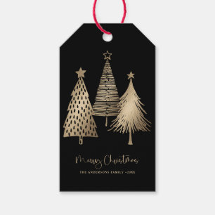Elegant Guld Julgran God jul Presentetikett