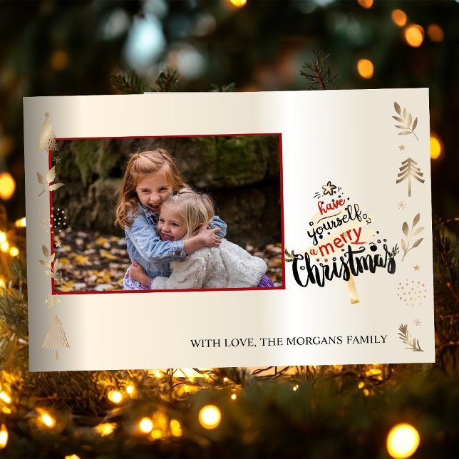 Elegant Guld Julgran,Grenar,Ditt foto (Skapare uppladdad)