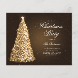 Elegant Guld Julgran Inbjudan, programmeny Flygblad