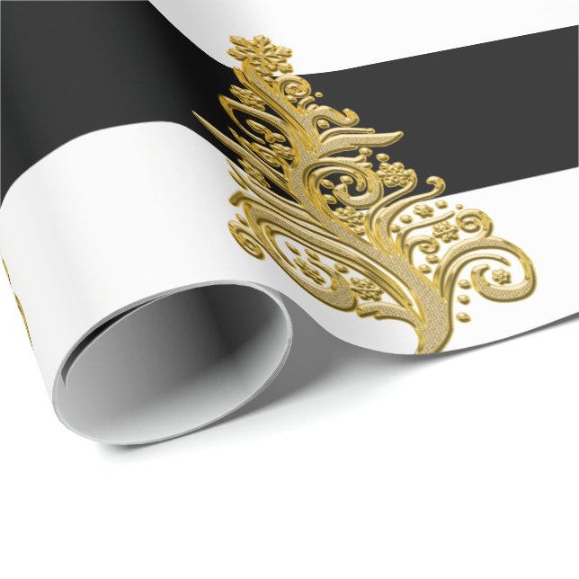 Elegant Guld Julgran mönster Presentpapper (Rullad Hörn)