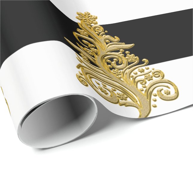 Elegant Guld Julgran mönster Presentpapper (Rullad Hörn)