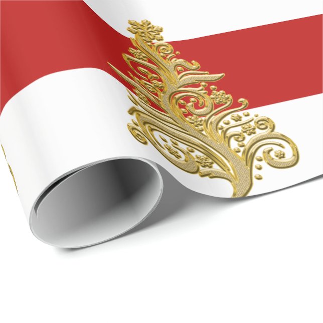 Elegant Guld Julgran mönster Presentpapper (Rullad Hörn)