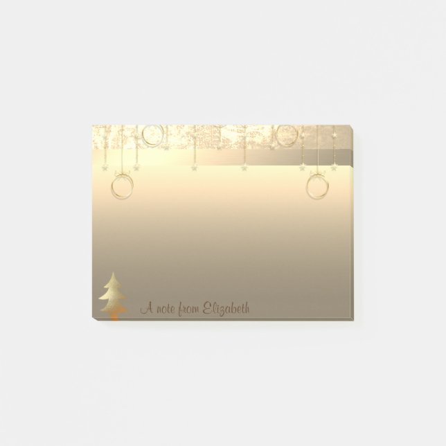 Elegant Guld Julgran,Ornaments-Personlig Post-it Block (Framsida)