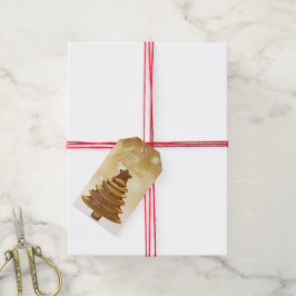 Elegant Guld Julgran Presentetikett