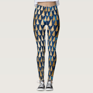 Elegant Guld Julgranar Glitter Helgdag Yoga Leggings