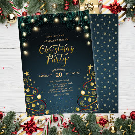 Elegant Guld julhus Corporate Party Inbjudningar