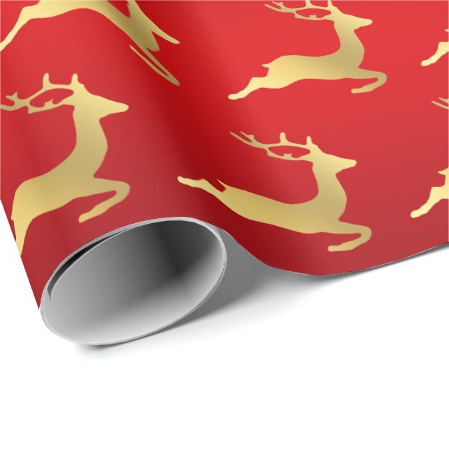 Elegant Guld julrenar mönster Presentpapper (Rullad Hörn)