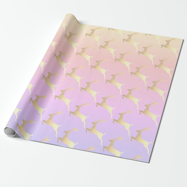 Elegant Guld julrenen Mönster Presentpapper (Utrullad)