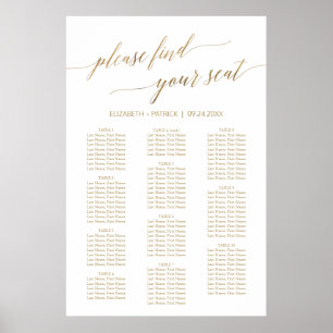 Elegant Guld Kalligrafi 90+ Gästsittande diagram Poster