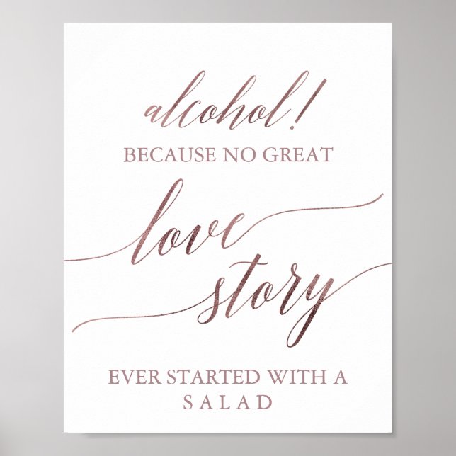 Elegant Guld Kalligrafi Alcohol Kärlek Story Poster (Framsidan)