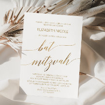 Elegant Guld Kalligrafi Bat mitzvah