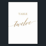 Elegant Guld Kalligrafi Bord Tolv Bordsnummer<br><div class="desc">Det här guld-kalligrafiet bord tolv-bordsnumret i elegant är perfekt för ett enkelt bröllop. Neutraltens utformning har ett minimalistiskt kort som är dekorerat med romantisk och vismisk faux-folie guld typografi. Kortet skrivs ut på framsidan och baksidan (dubblan). Andra bordsnummer i samlingen säljs separat. Obs! Den här designen har inte äkta guld-folie....</div>
