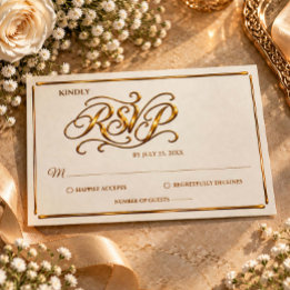 Elegant guld kalligrafi bröllop RSVP-kort OSA Kort