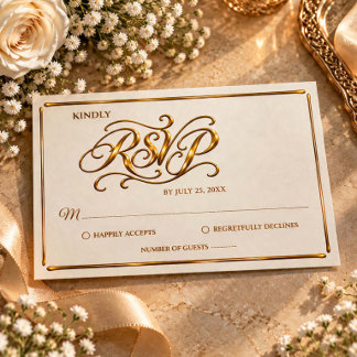 Elegant guld kalligrafi bröllop RSVP-kort OSA Kort