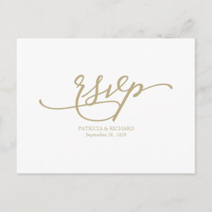 Elegant guld kalligrafi bröllop RSVP Vykort