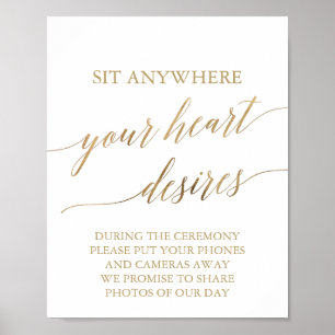 Elegant Guld Kalligrafi - ditt hjärteintresse - te Poster